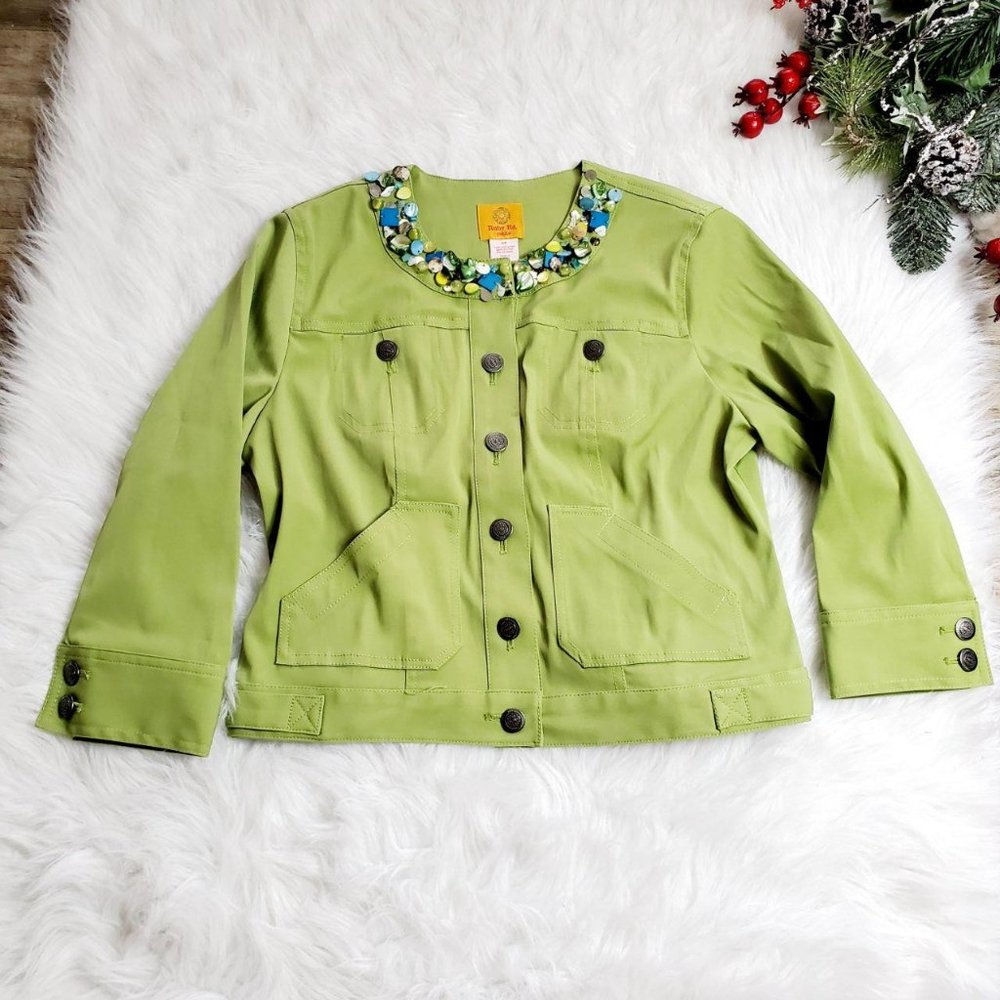 Ruby Rd Petite Womens Green Jacket - image 1